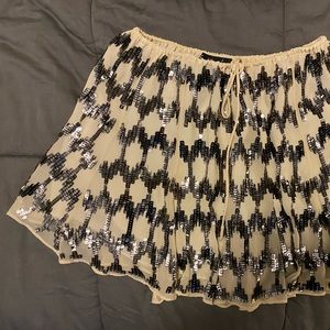 Elizabeth and James Edith Sequin Silver Skirt XS